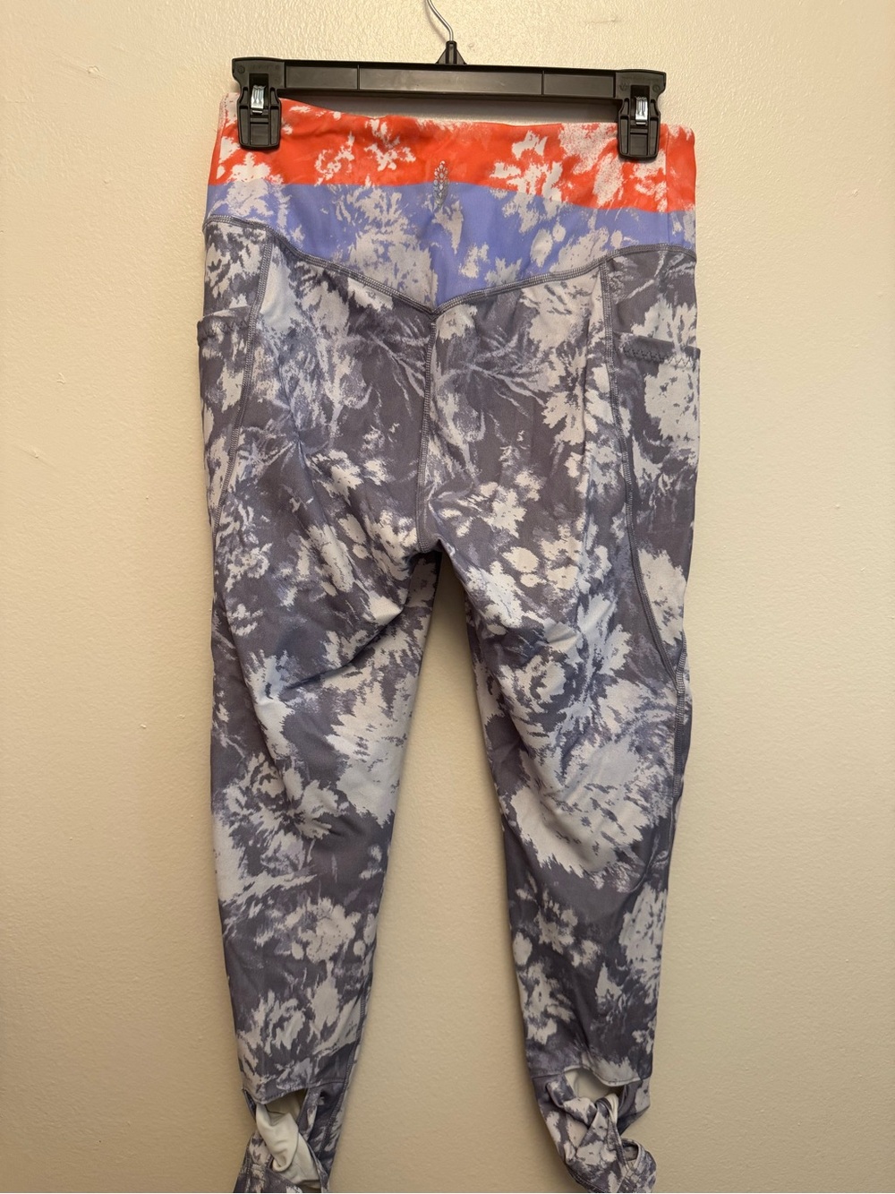 Free People Movement Tie-Dye Leggings with Red-Orange and Blue Waistband